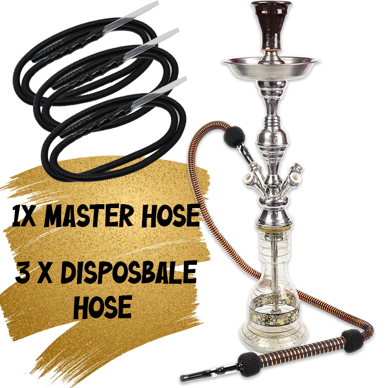 4 Hose Egyptian Sharing Hookah  Complete Set w/ Bag