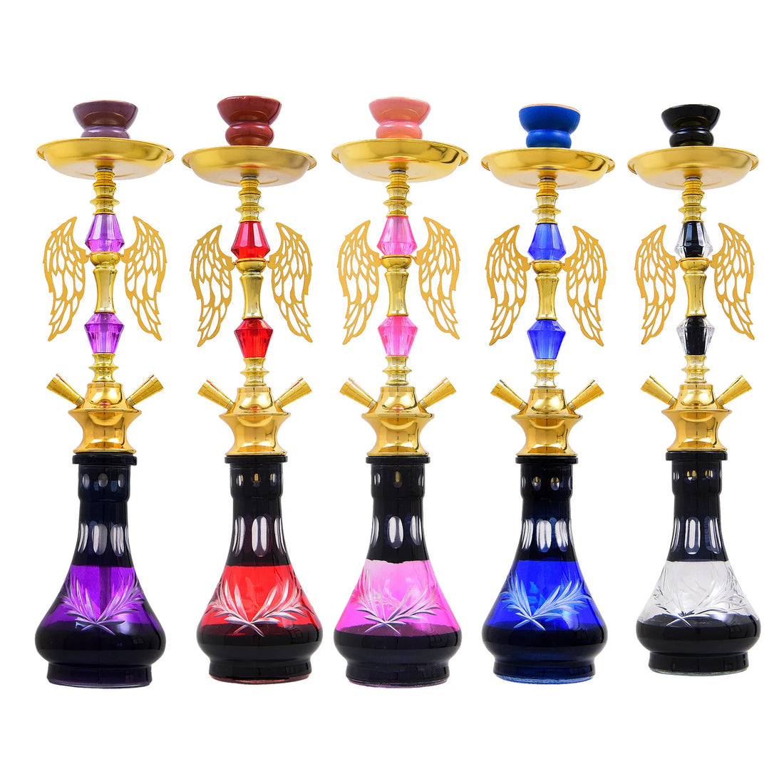 55 cm Multi-Colored Wing Double Hose Hookah Set