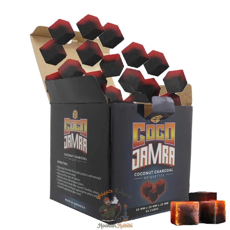 Coco Jamra Coconut Charcoal Cubes 26mm 64 Count (2Pack)