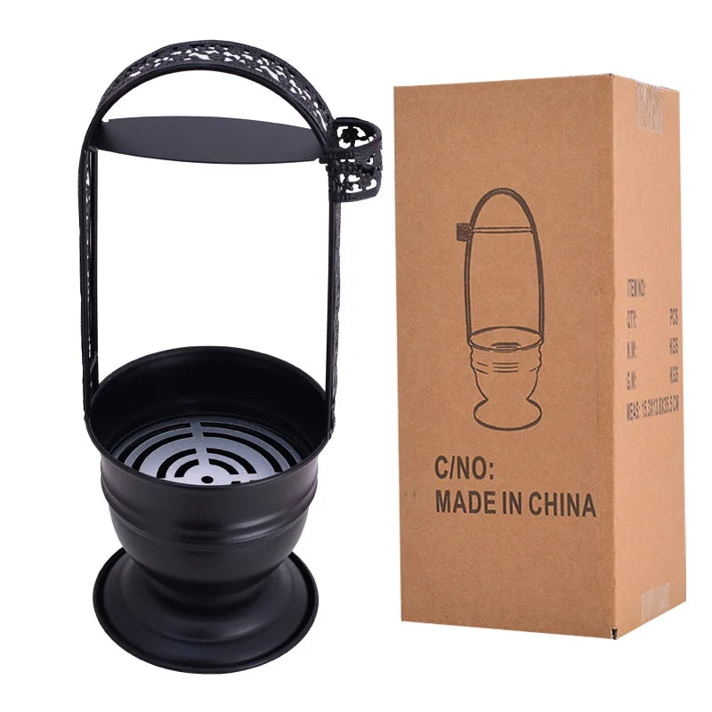 14" charcoal Holder Basket with Head Guard and Tongs