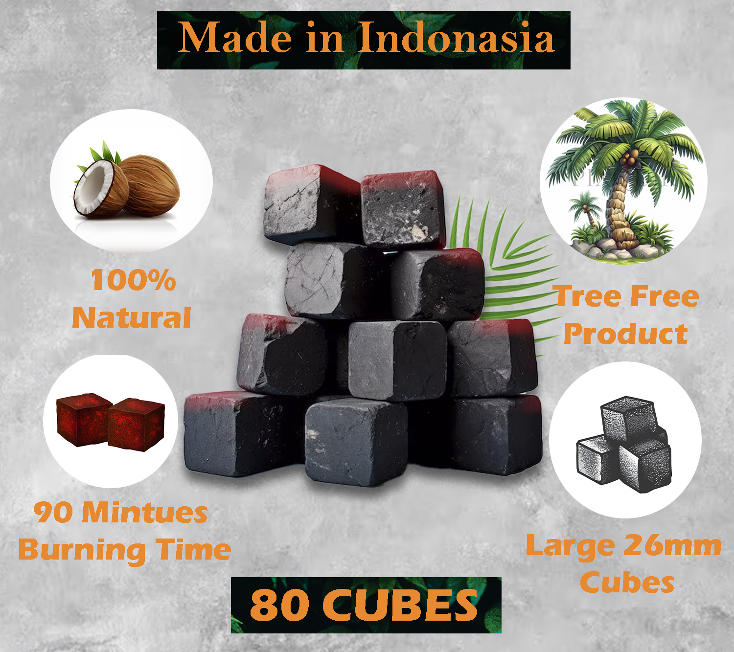 Coco Hamra Coconut Charcoal 26mm Cubes 2 Pack - 160 Cubes