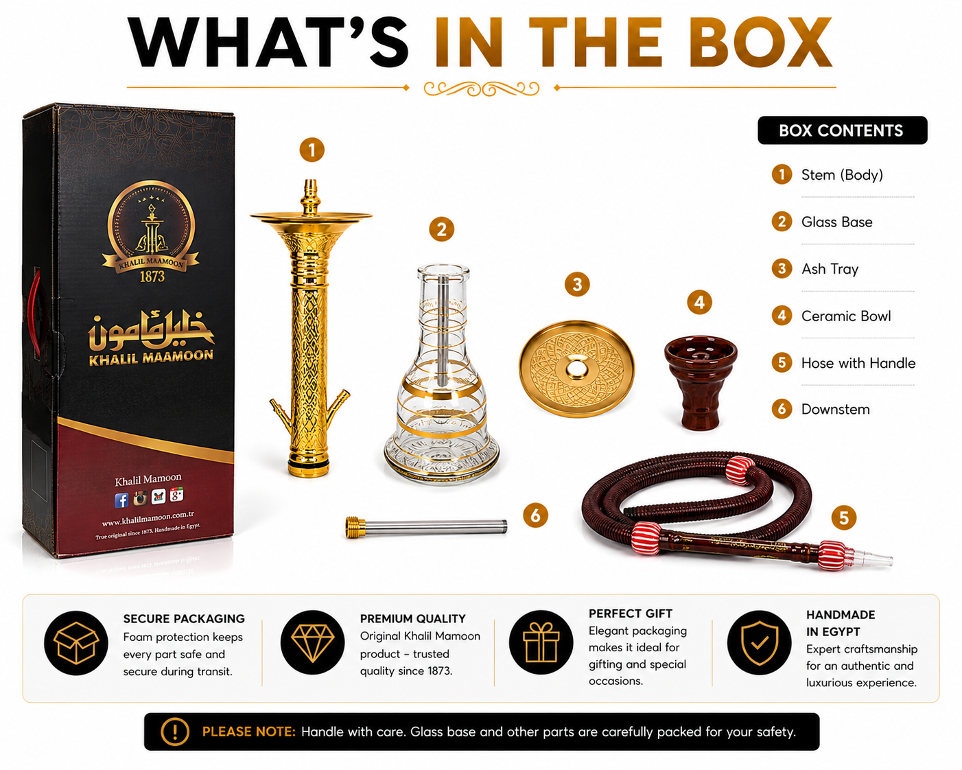 Khalil Mamoon Dana Ice Gold Hookah 35 Inch - 1641