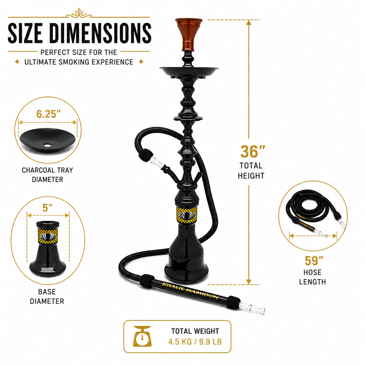 Khalil Mamoon Shareef 2 Level Hookah 36" Traditional Egyptian Hookah-1044