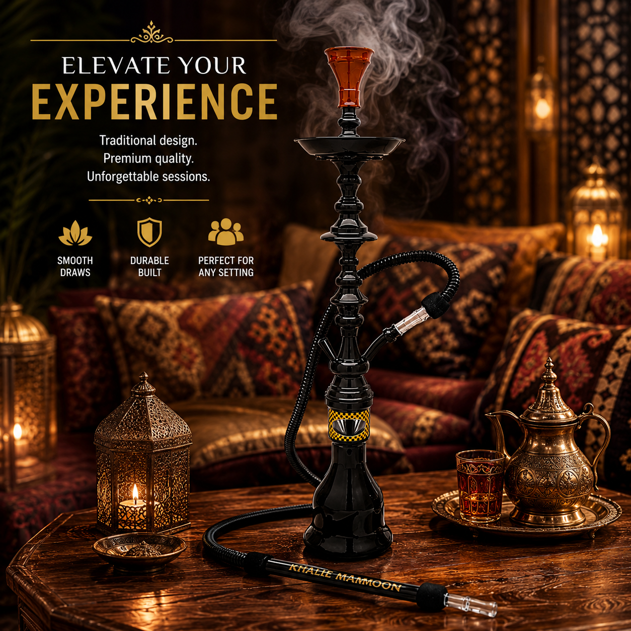 Khalil Mamoon Shareef 2 Level Hookah 36" Traditional Egyptian Hookah-1044
