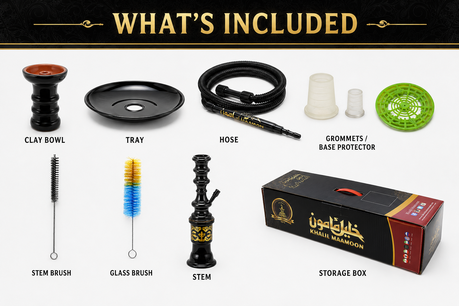 Khalil Mamoon Shareef 28" Egyptian Hookah Set-1014