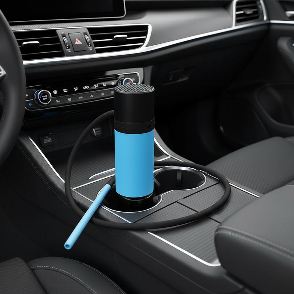 Small portable car hookah set designed for travel and outdoor shisha sessions
