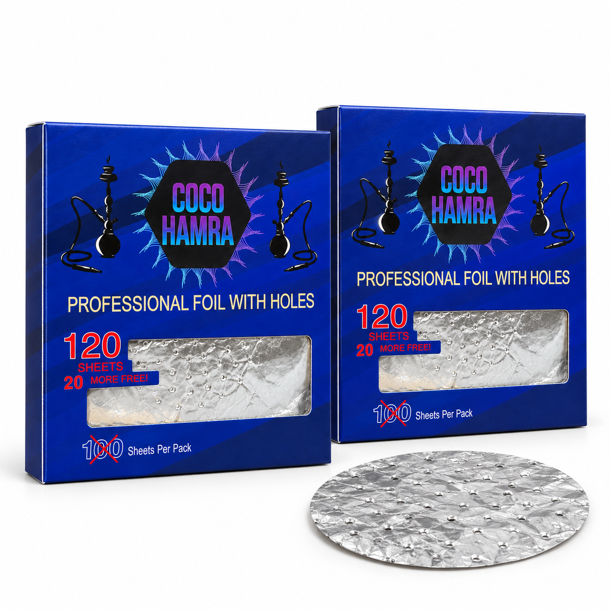 Two Coco Hamra 120-sheet packs, 240 foil sheets total