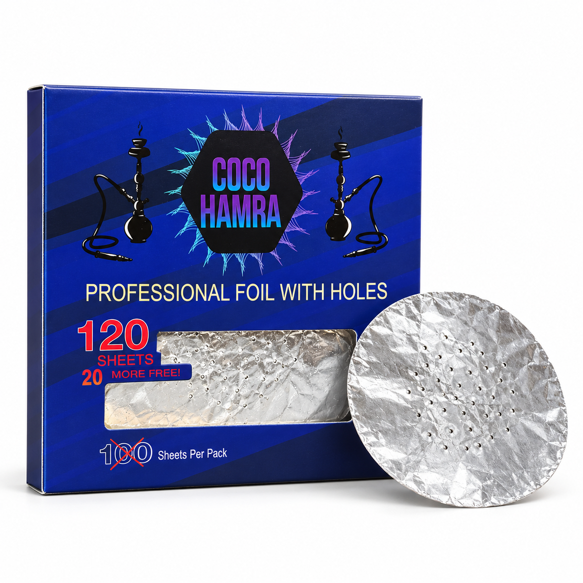Coco Hamra 120-sheet pre-punched foil pack with a loose foil sheet