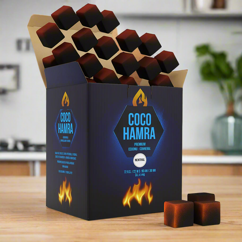 Box of Coco Hamra cooking cubes with visible branding and product packaging.