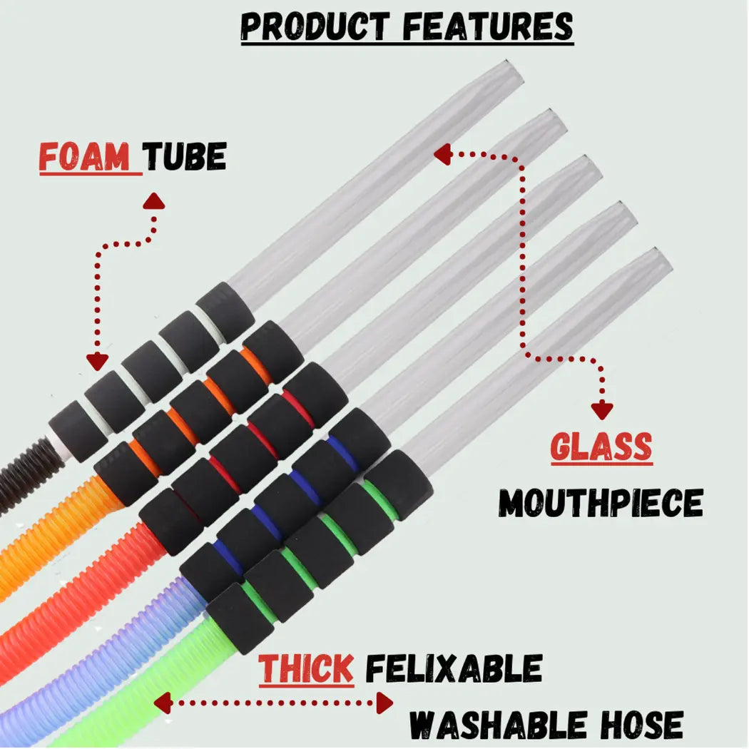 5Pcs Disposable Hose Glass Mouthpiece + 10 Mouth Tips