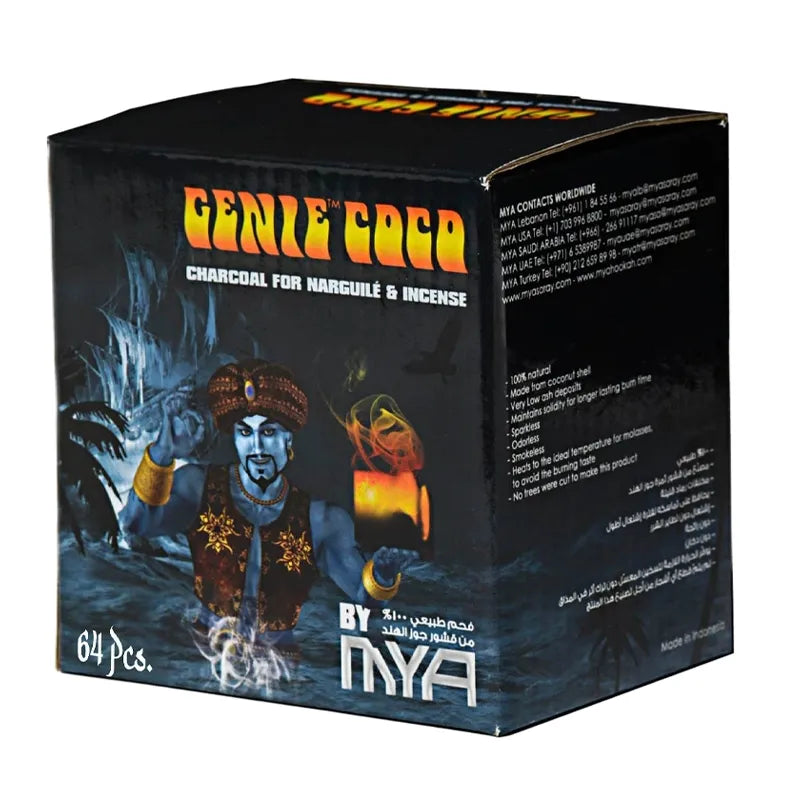 MYA Genie Coco Gold Hookah Charcoal 64 Pcs.