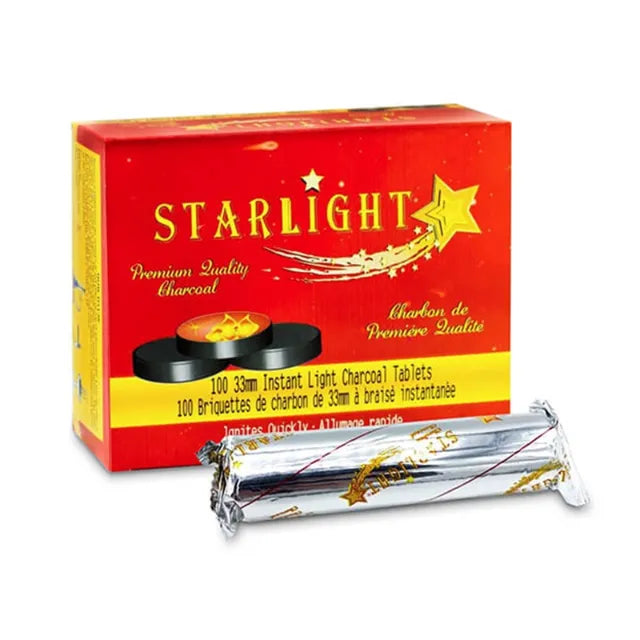 Starlight Instant Light Charcoal – 33mm Quick Light Hookah Coals (10 Tablets)