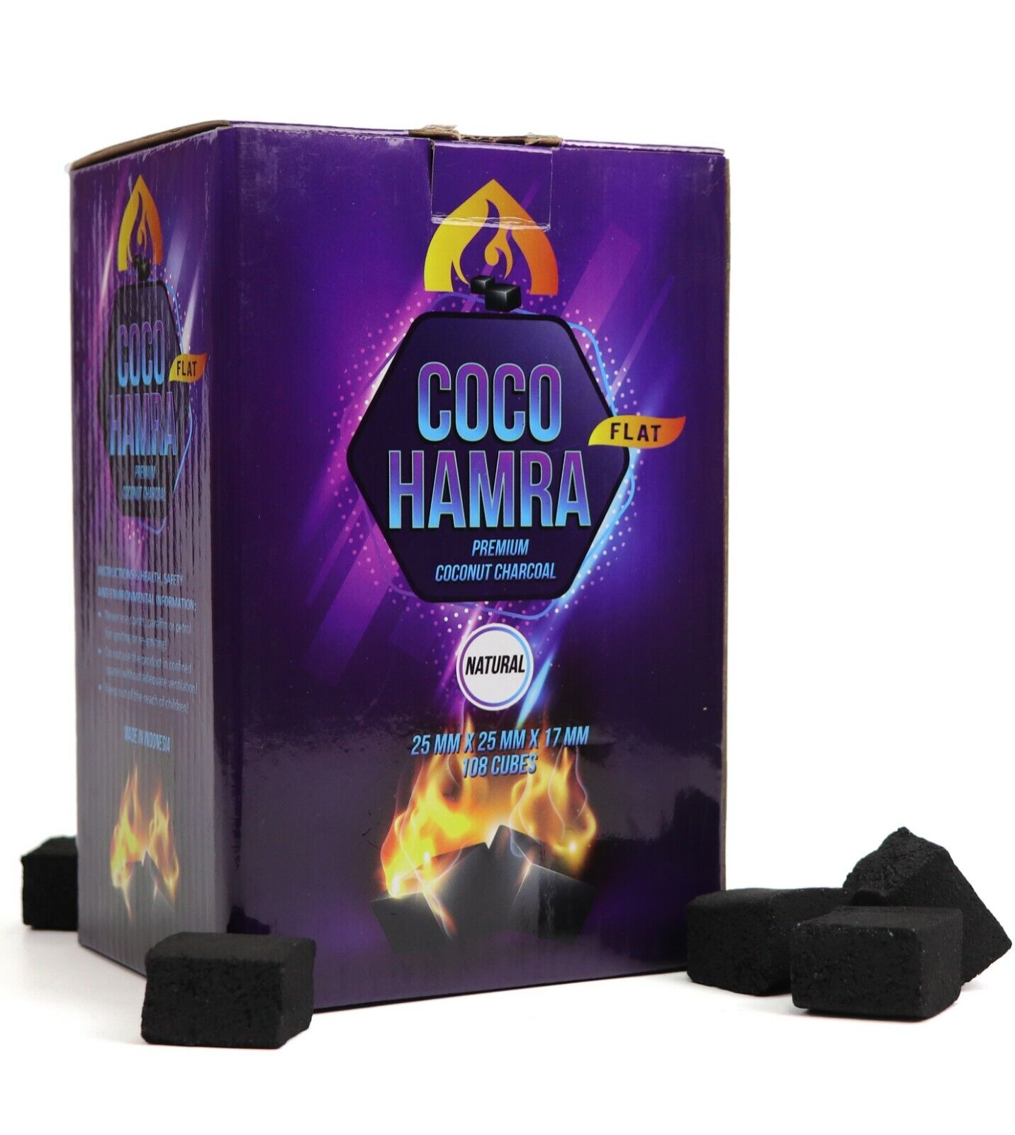 coco hamra 108 count flat 25mm coconut charcoal cubes