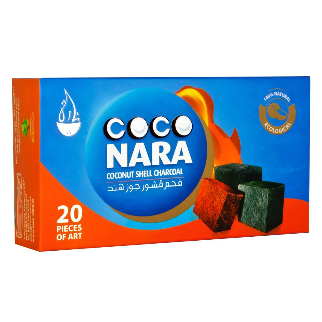 Coco Nara natural coconut hookah charcoal flat cubes, 20-piece package