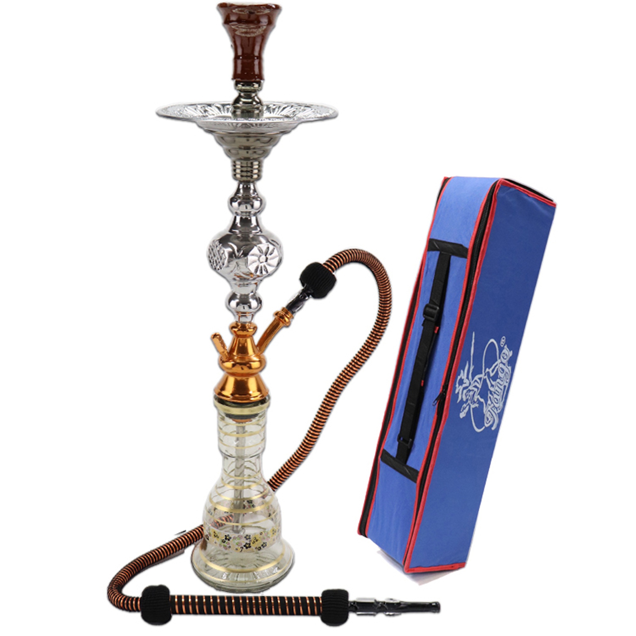 1 Hose Tri-Color Stem Traditional Egyptian Hookah Set