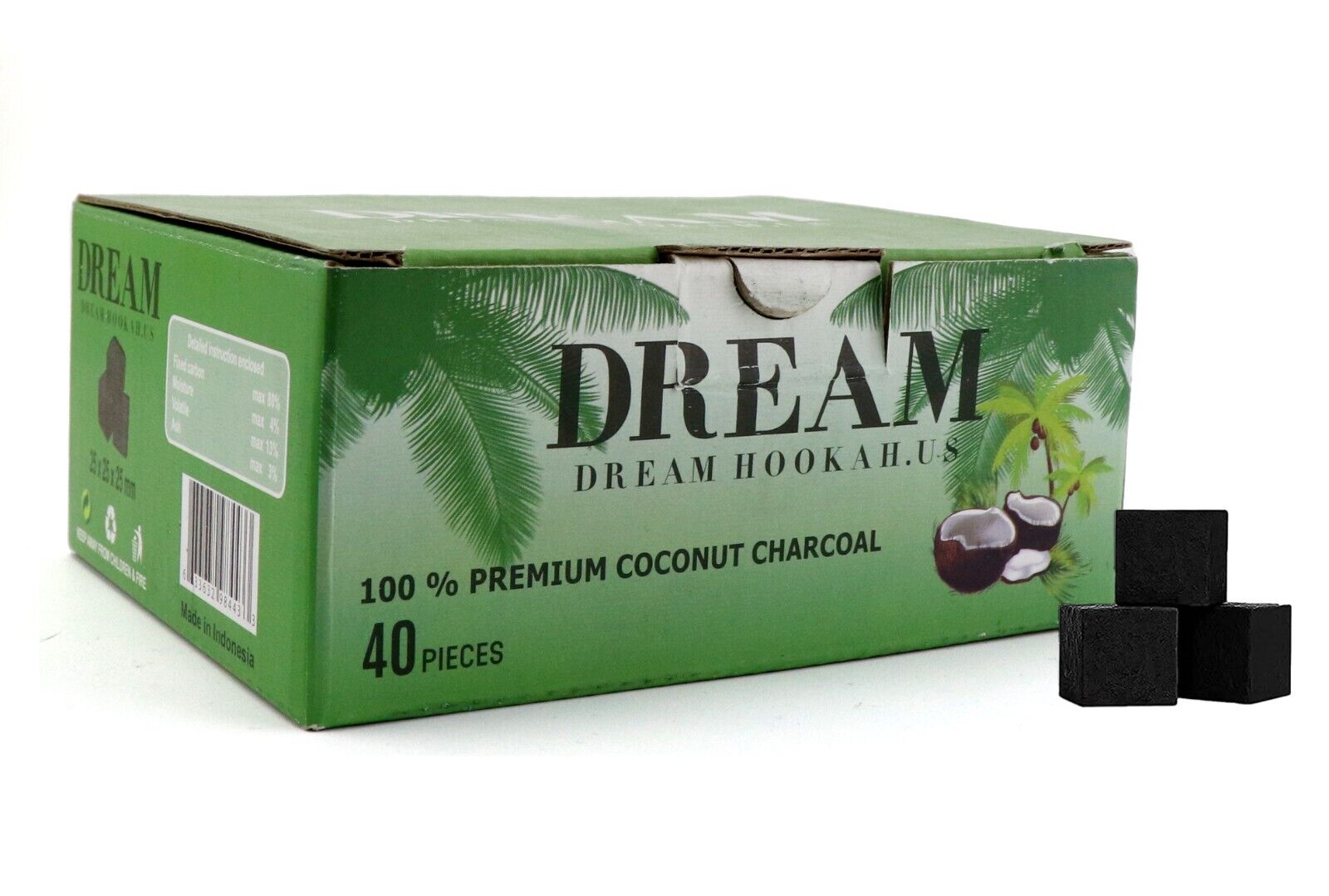 Coconut Charcoal Cubes 1Kg 25mm 40 Cubes