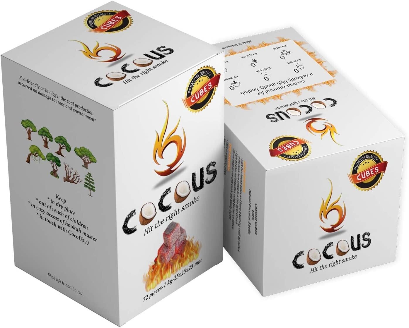 CocoUS Coconut charcoal cubes 72pcs 1KG