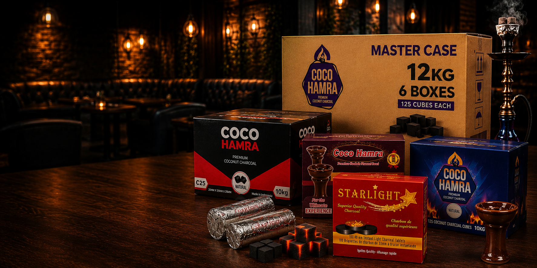 showcase of bulk supply for hookah lounge 