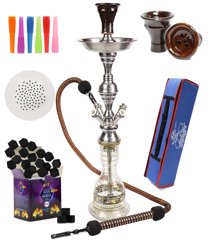 4 Hose Egyptian Sharing Hookah  Complete Set w/ Bag