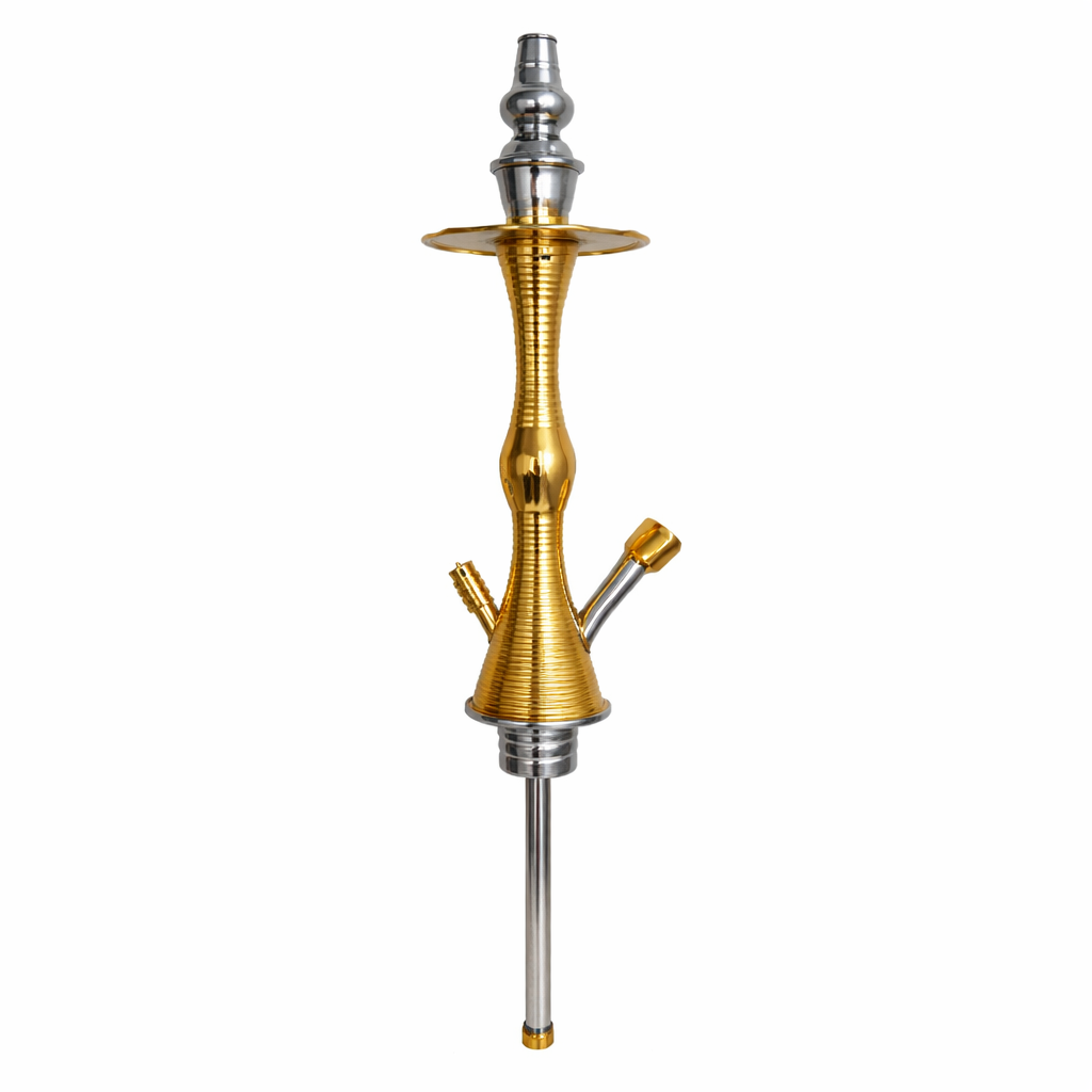 22" Traditional Egyptian Brass Hookah Stem – Gold Finish Medium Hookah Stem (Made in Egypt)