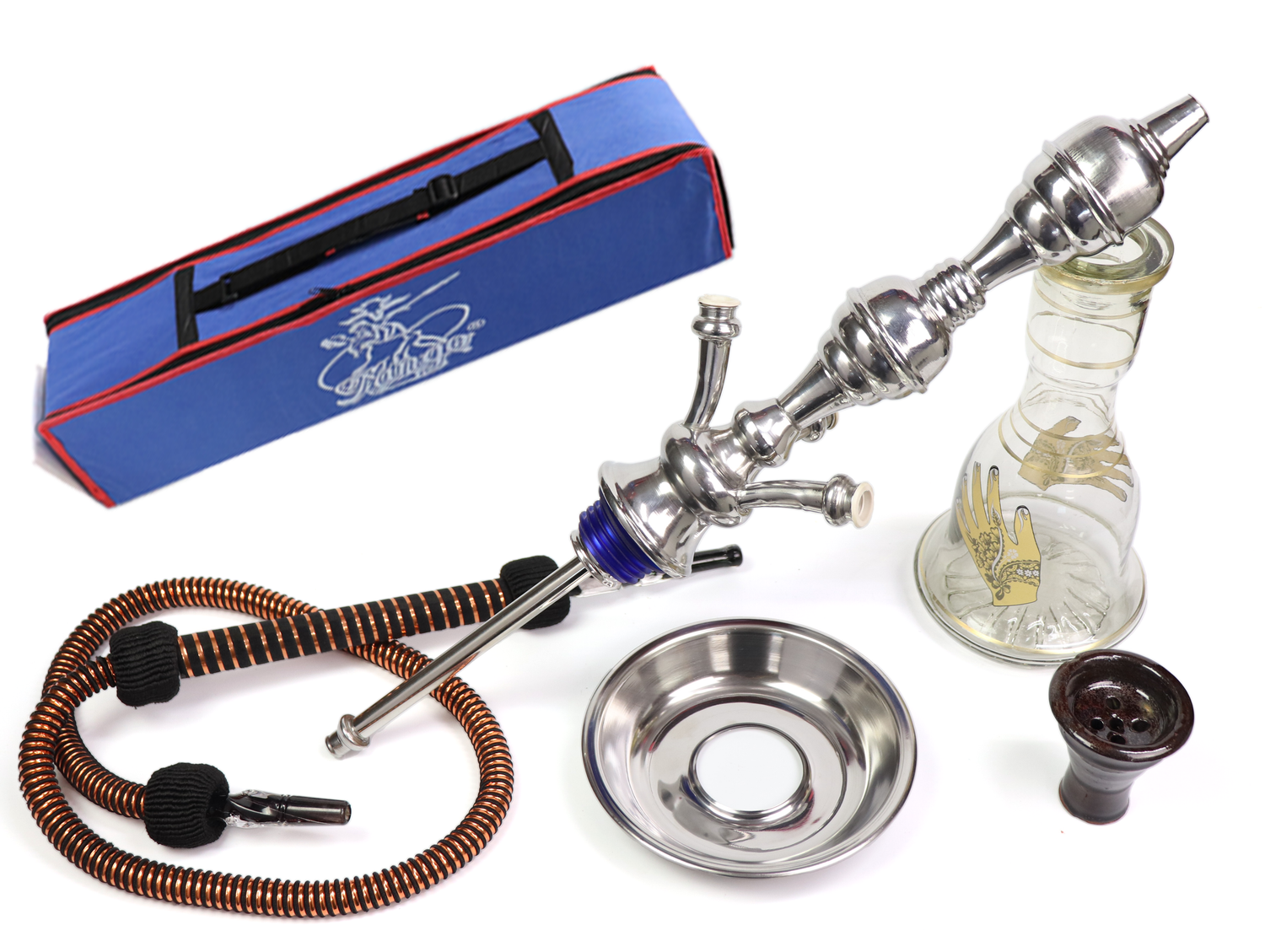 Cachimba Egipcia Tradicional de 4 Mangueras con Bolsa