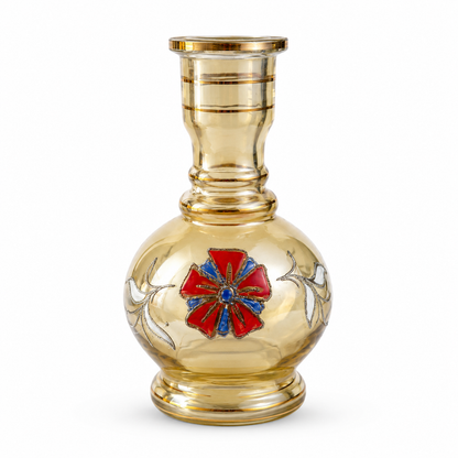 Amber Glass Hookah Base – Red &amp; Blue Floral Replacement Vase