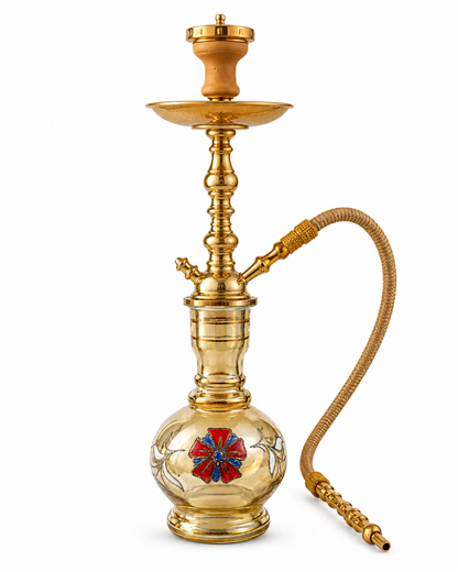Amber Glass Hookah Base – Red &amp; Blue Floral Replacement Vase