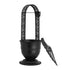 Black metal hookah charcoal holder with decorative heat-guard handle and ash bowl