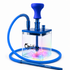 A custom hookah set featuring a clear rectangular glass base with an iridescent rainbow finish, personalized with the name &