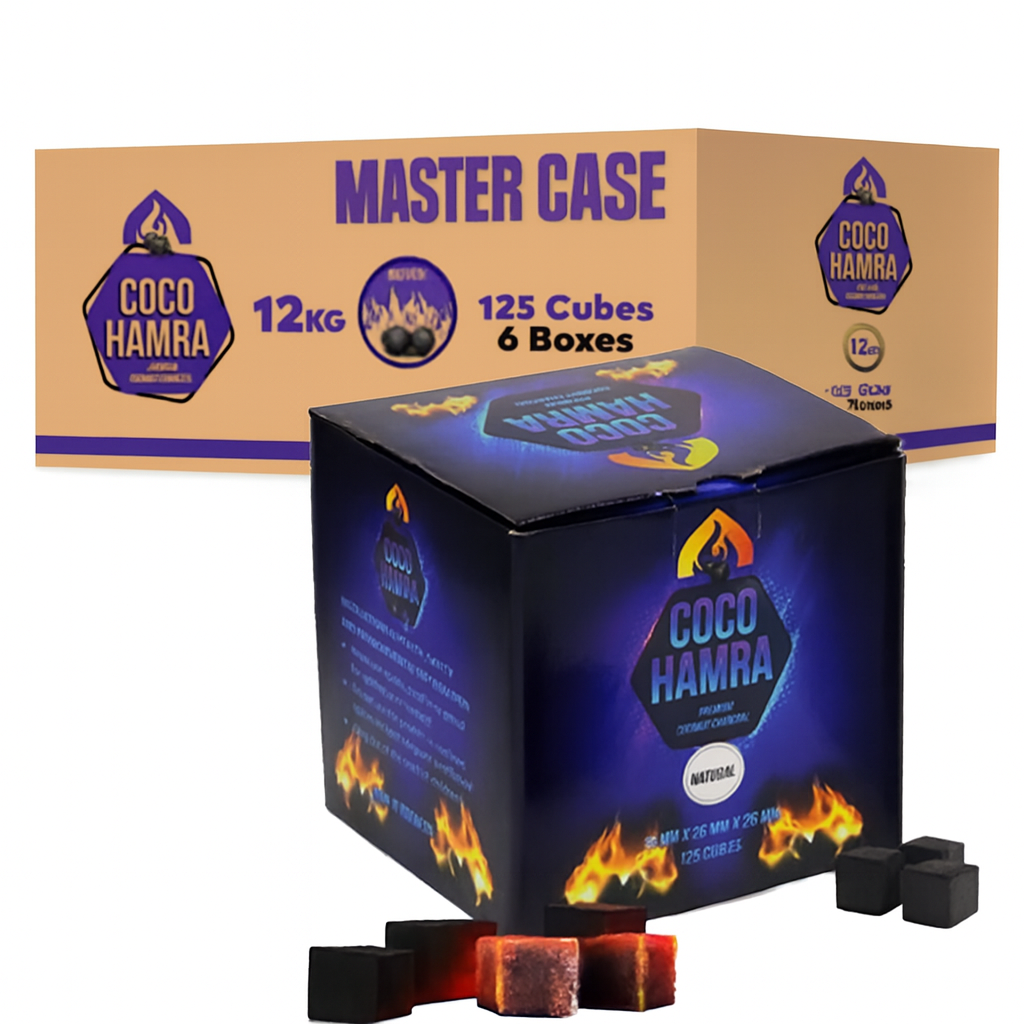 Coco Hamra charcoal packaging with &