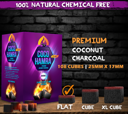 coco hamra flat charcoal cubes 25mm shisha nargila natural coal perfect for heat management 