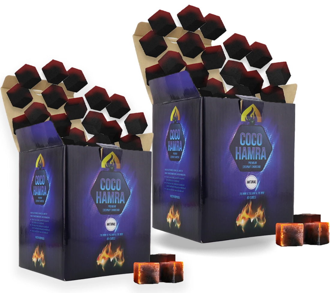 coco hamra 160 cubes hookah charcoal cubes 2 pack