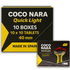 Master case of Coco Nara Quick Light 40mm charcoal with branded packaging and product info printed on the box.

