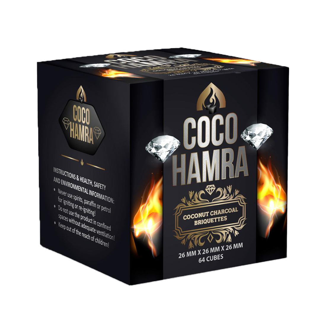 مكعبات فحم جوز الهند 25 مم، 64 قطعة