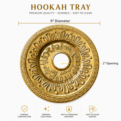 Egyptian Hookah Tray Gold – 9" Decorative Replacement Ash Tray