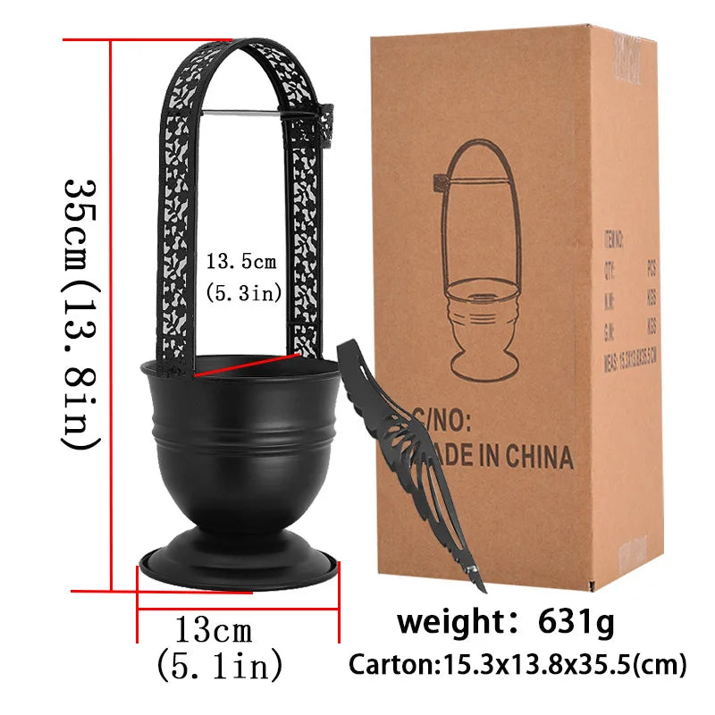 14" charcoal Holder Basket with Head Guard and Tongs