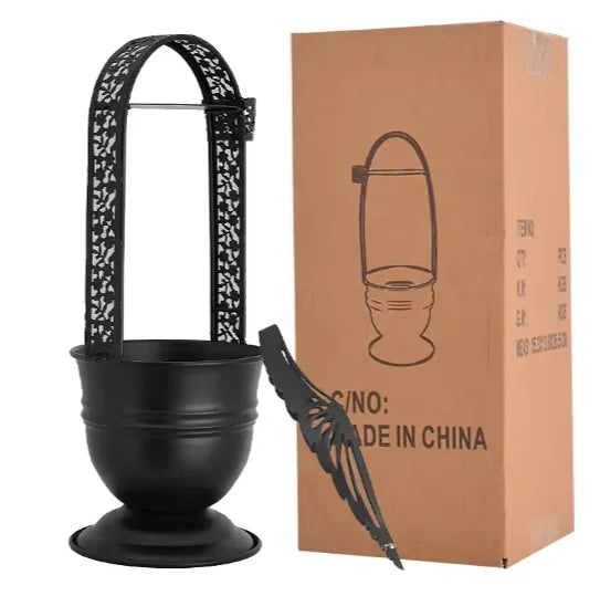 14" charcoal Holder Basket with Head Guard and Tongs