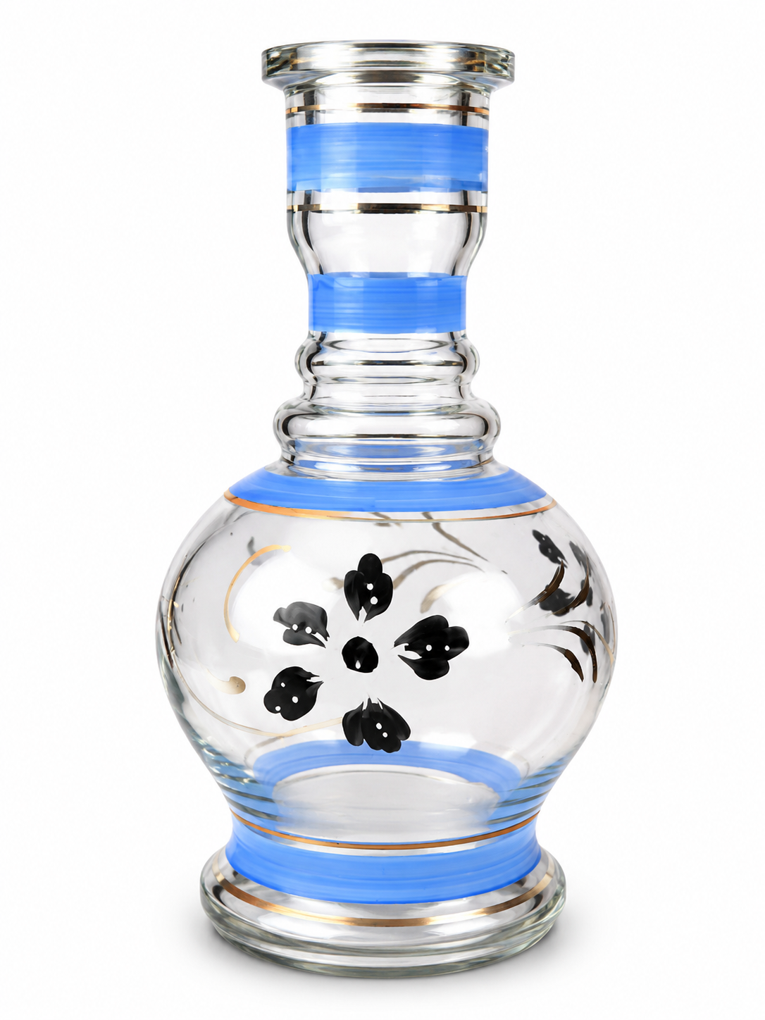 12" Blue &amp; Gold Glass Hookah Base – Decorative Replacement Vase