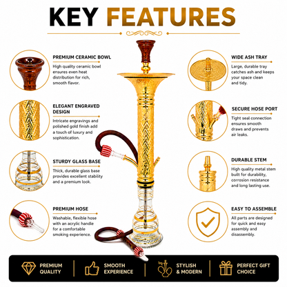 Khalil Mamoon Dana Ice Gold Hookah 35 Inch - 1641