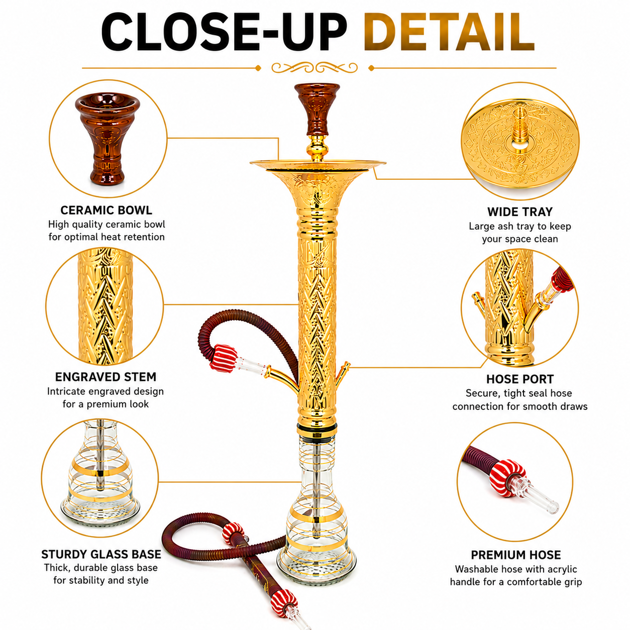 Khalil Mamoon Dana Ice Gold Hookah 35 Inch - 1641