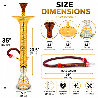 Khalil Mamoon Dana Ice Gold Hookah 35 Inch - 1641