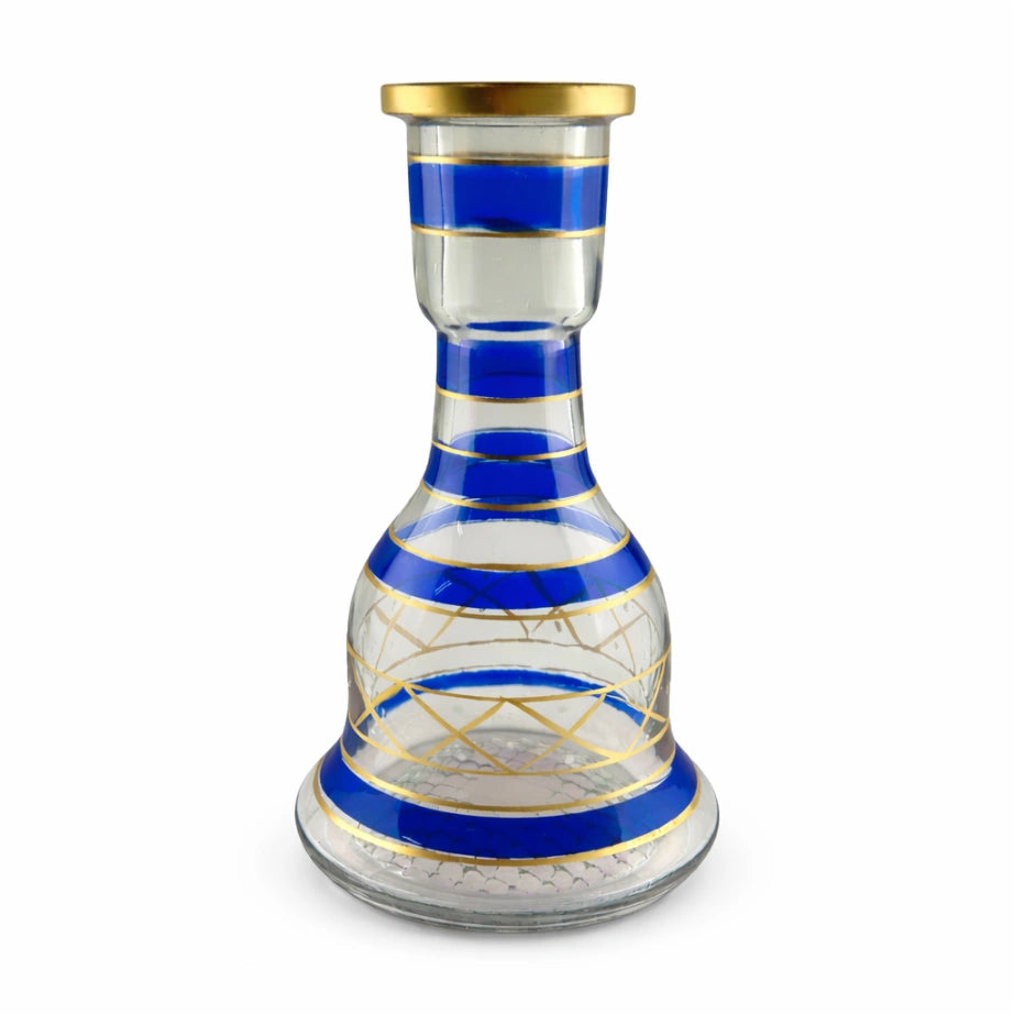 Blue glass hookah vase replacement with gold accents