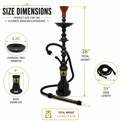 Khalil Mamoon Shareef 2 Level Hookah 36" Traditional Egyptian Hookah-1044