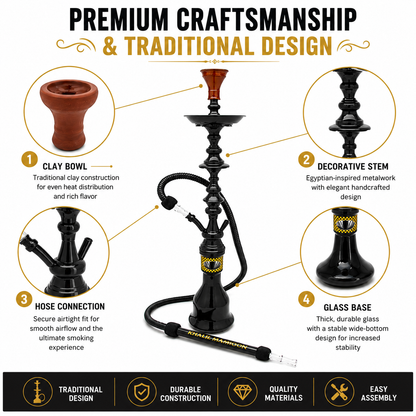 Khalil Mamoon Shareef 2 Level Hookah 36" Traditional Egyptian Hookah-1044