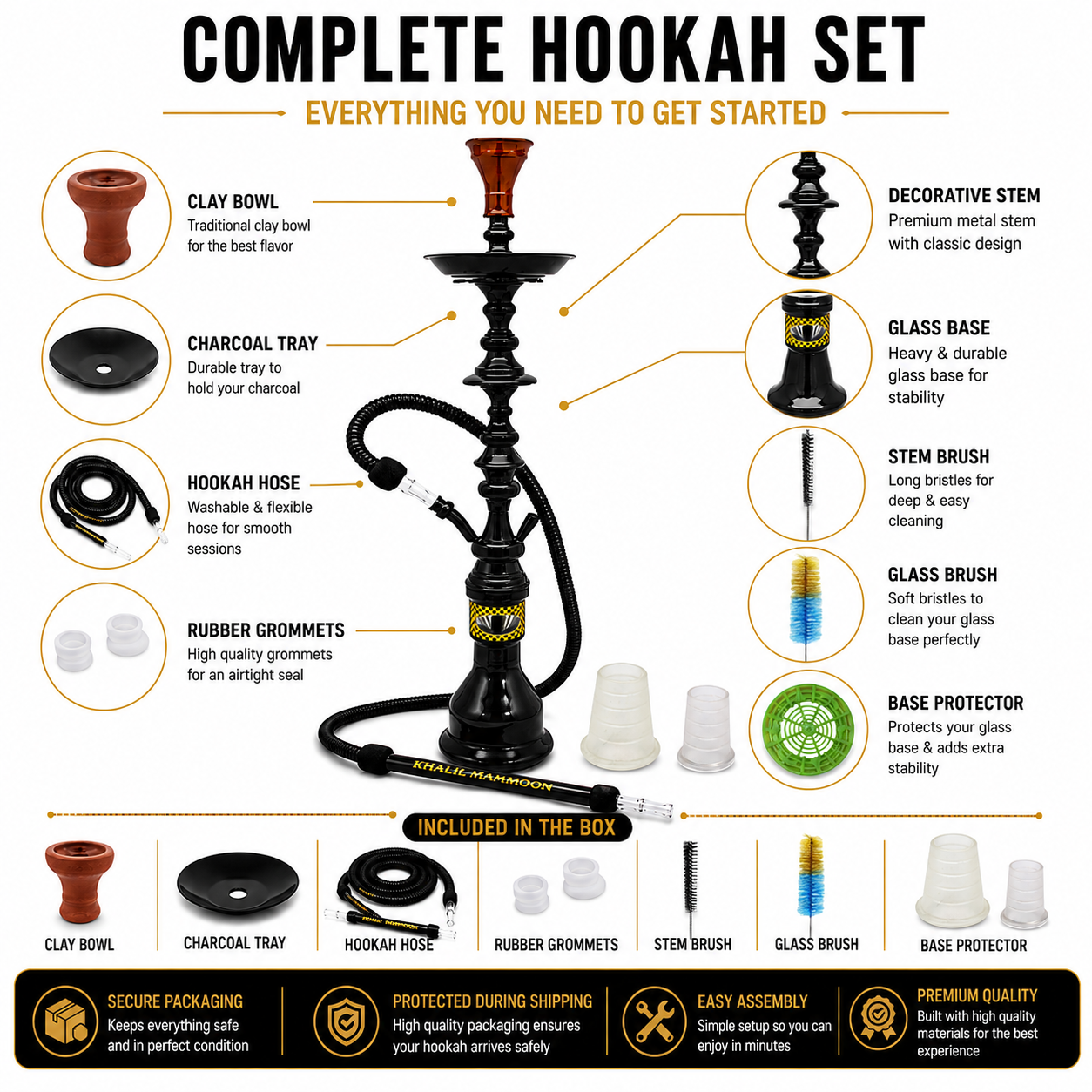 Khalil Mamoon Shareef 2 Level Hookah 36" Traditional Egyptian Hookah-1044