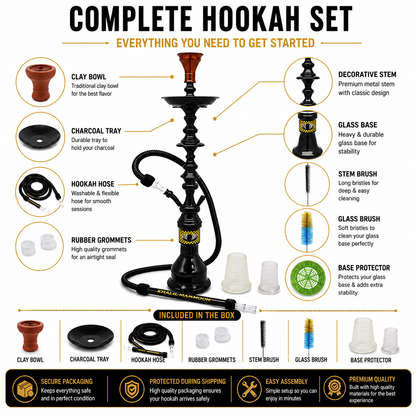 Khalil Mamoon Shareef 2 Level Hookah 36" Traditional Egyptian Hookah-1044