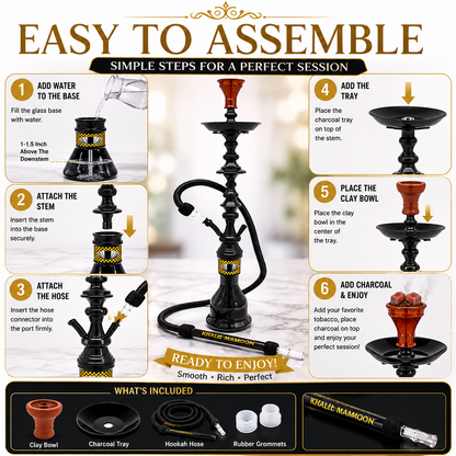 Khalil Mamoon Shareef 2 Level Hookah 36" Traditional Egyptian Hookah-1044