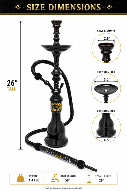 Khalil Mamoon Shareef 28" Egyptian Hookah Set-1014