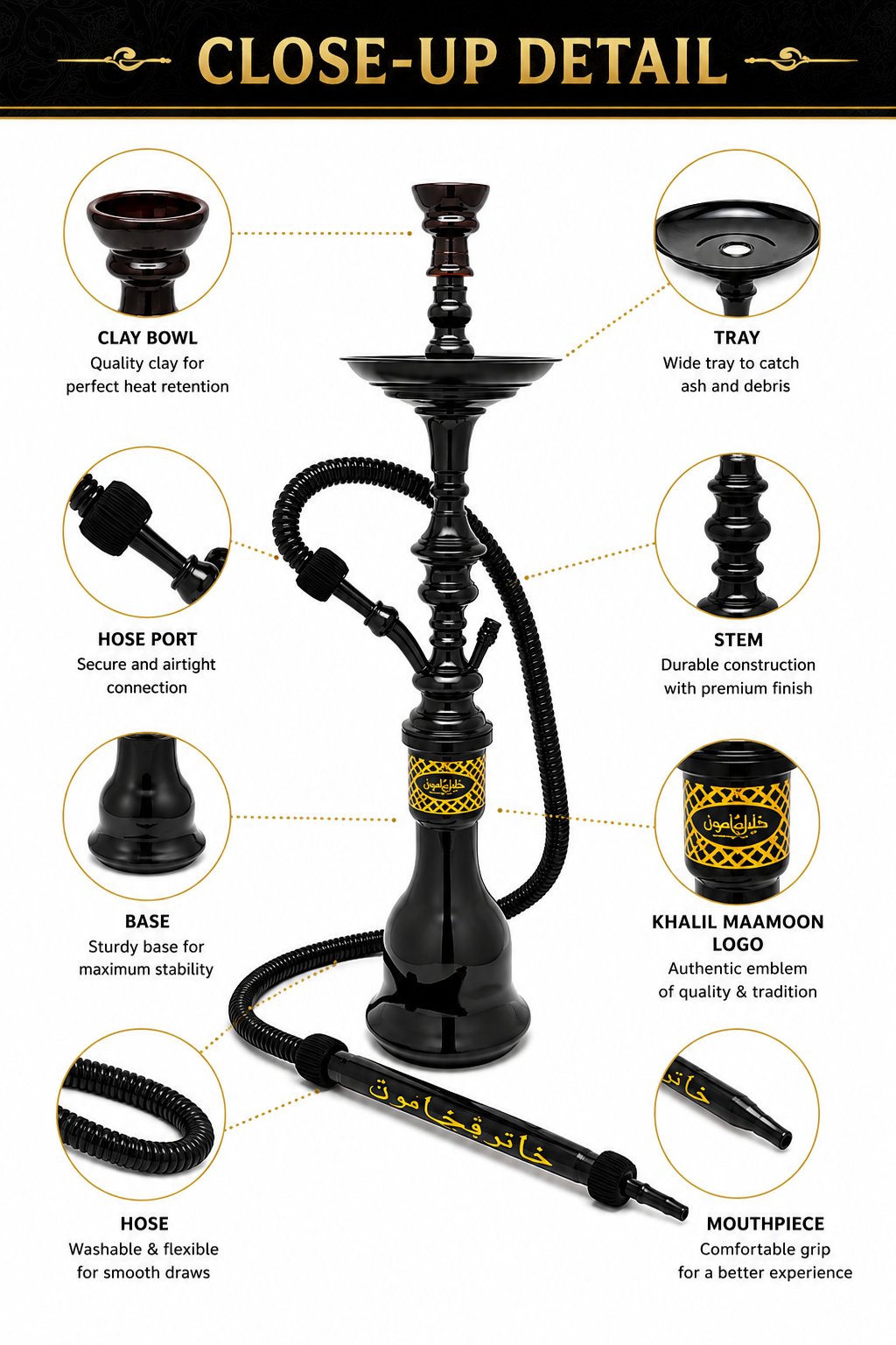Khalil Mamoon Shareef 28" Egyptian Hookah Set-1014