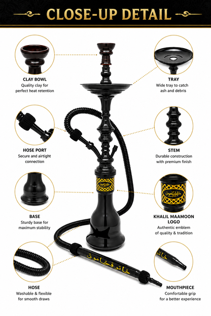 Khalil Mamoon Shareef 28" Egyptian Hookah Set-1014